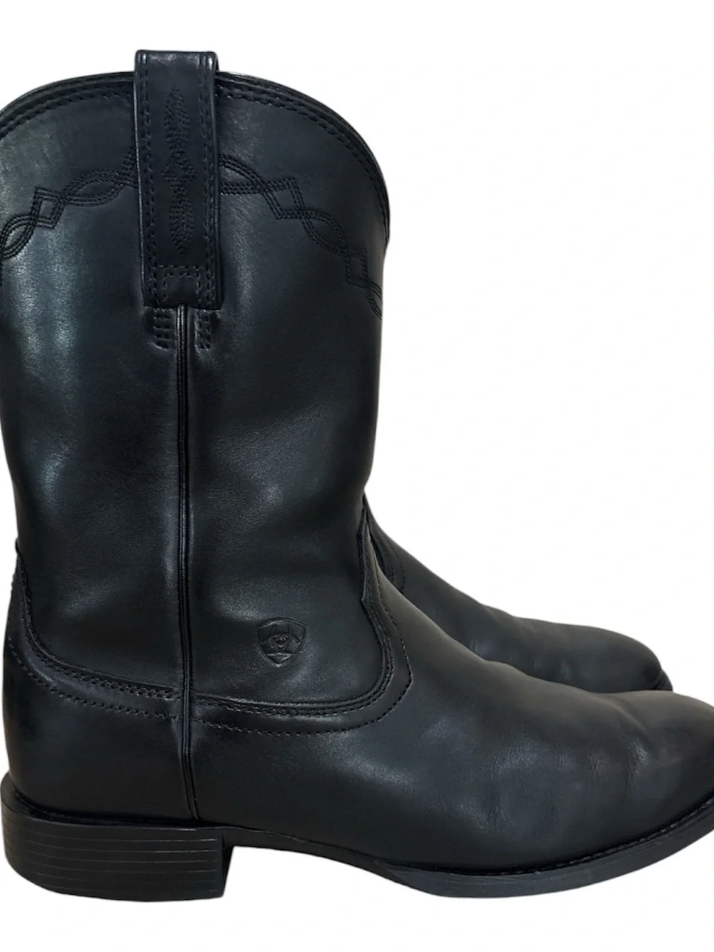 Ariat Cowboy Boots Men’s Heritage Leather Roper 11D Western Pull On Black 35501